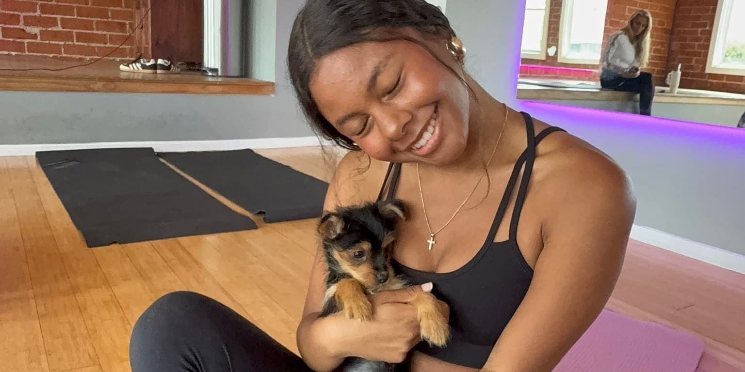 Puppy cuddle during class